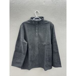 Anthony Richards Womens Pullover Size Petite XL Gray Long Sleeve Henley Fleece